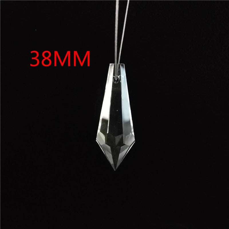 cristal transparent facetté forme stalactite lustre suspendu décoration luminaire moderne