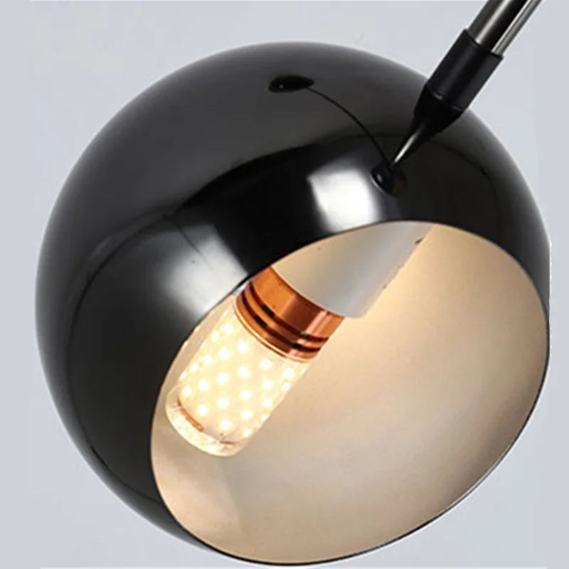 suspension lumineuse moderne sphères métalliques noir opalescent led 110v 220v semi encastrée tactile