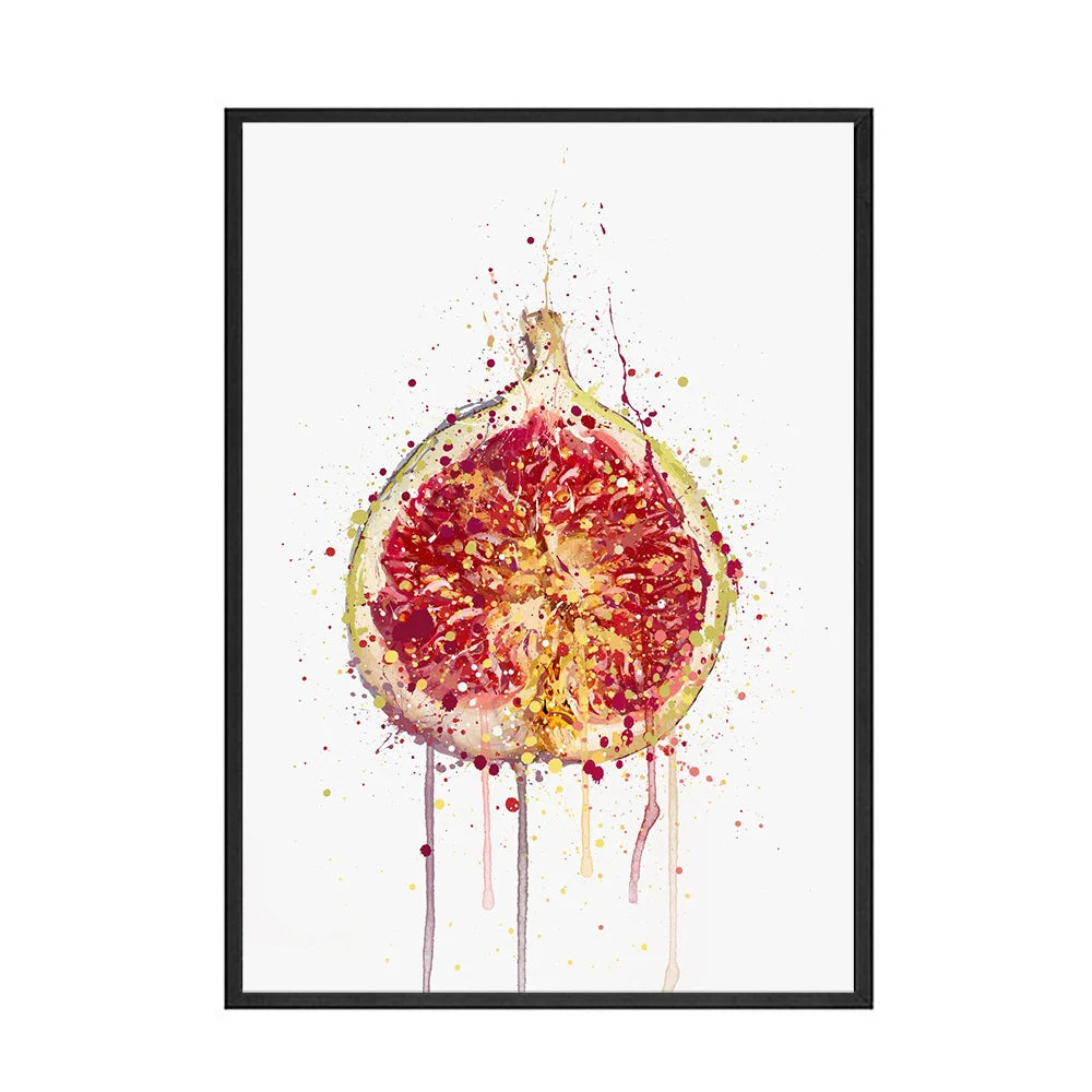 Une illustration aquarelle éclatante d'une grenade éclatée, avec des éclaboussures de couleurs vives et des nuances de rouge, d'orange et de jaune.