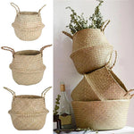 panier tissé osier pliable rangement stockage beige clair rustique naturel poignées corde