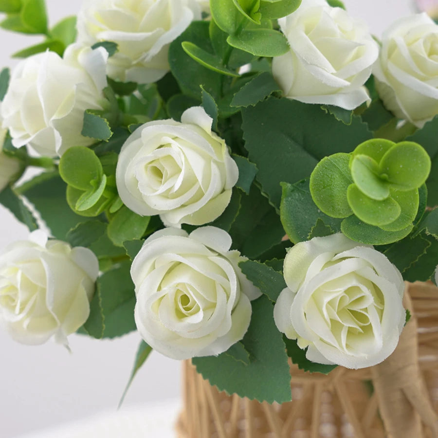 bouquet fleurs artificielles roses feuilles naturel mariage anniversaire décoration intérieur