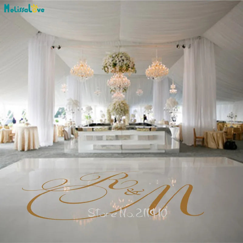 autocollant mural mariage or lettres calligraphiques r&m anniversaire événement classique adhésif large