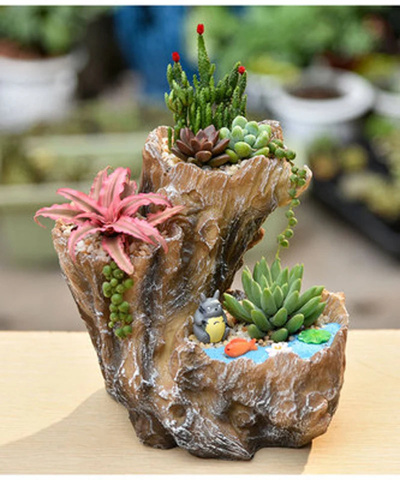 Pot de fleurs en forme d'arbre en résine avec finition époxy