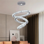 suspension lumineuse moderne spirale strass blanc doré contemporain sans ombre
