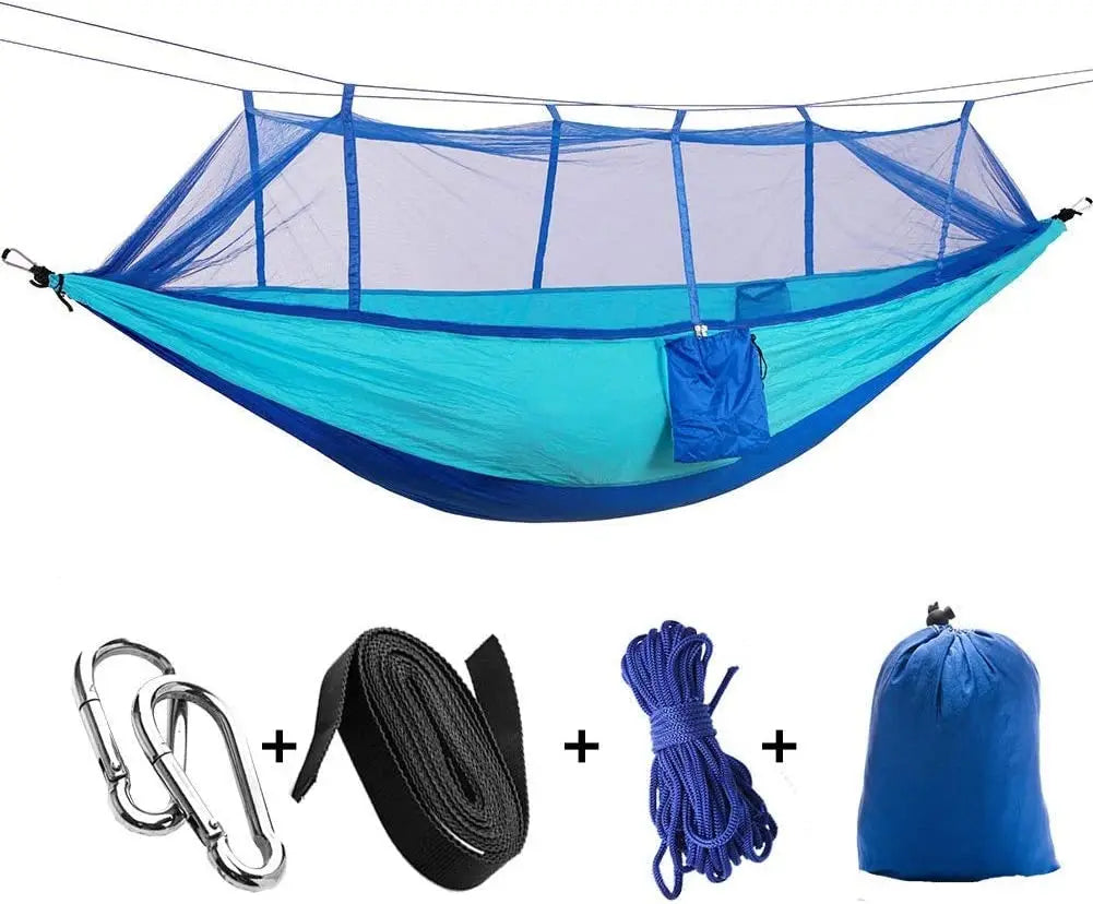 hamac vert olive pratique moustiquaire cordelettes carabiners sac rangementextérieur léger camping