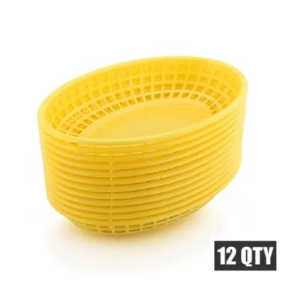 paniers ovales plastique noir vert rouge jaune moderne grille alimentaire service restauration rapide