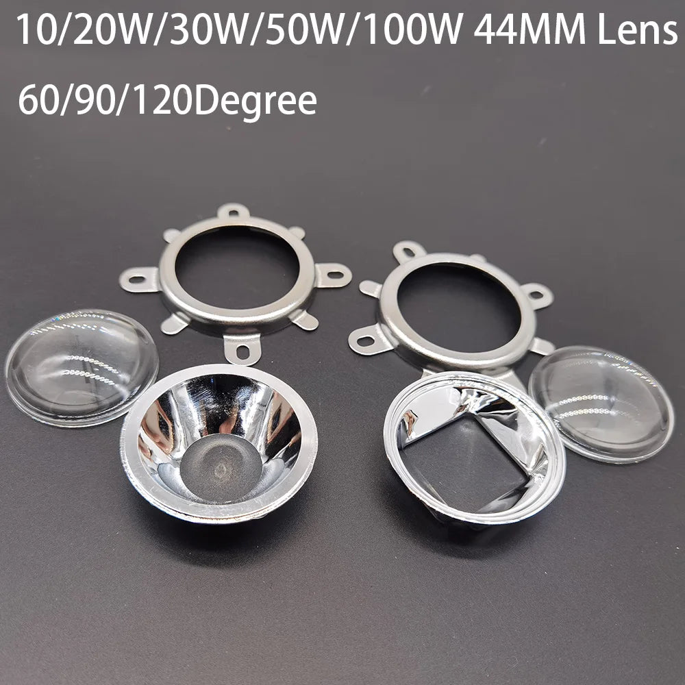 lentille projecteur argenté transparente moderne 44mm 50mm 60deg 120deg led(collimateur)