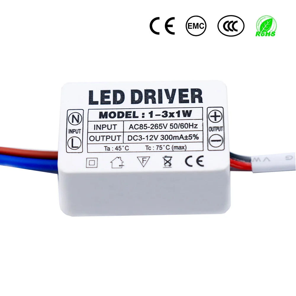pilote led 300ma 120v 240v 3w 5w 7w 12w 18w 25w 36w alimentation ac90v
