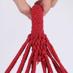 hamac rayures horizontales bleu rouge simple rustique sac rangement cordelettes suspension