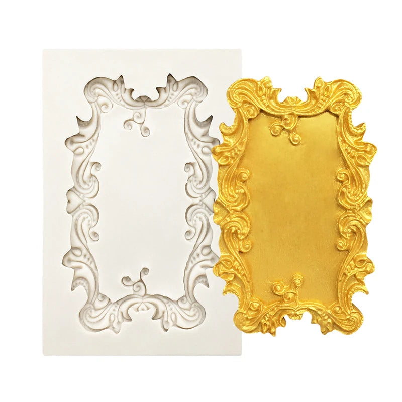 cadres photo silicone doré blanc baroques classiques moules deco fondant cupcakes gâteaux