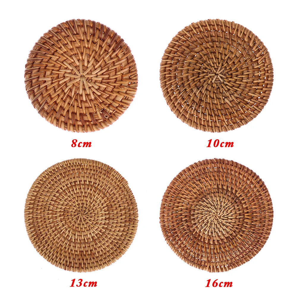 coasters tressés naturels rustiques différents 8cm 10cm 13cm 16cm respectueux environnement