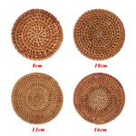 coasters tressés naturels rustiques différents 8cm 10cm 13cm 16cm respectueux environnement