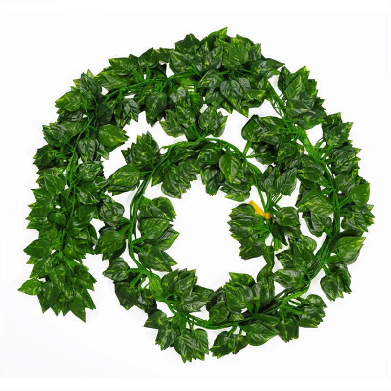 guirlande artificielle feuilles vertes naturelle decoration exterieure mariage prenuptiale exposition accrochable rotin