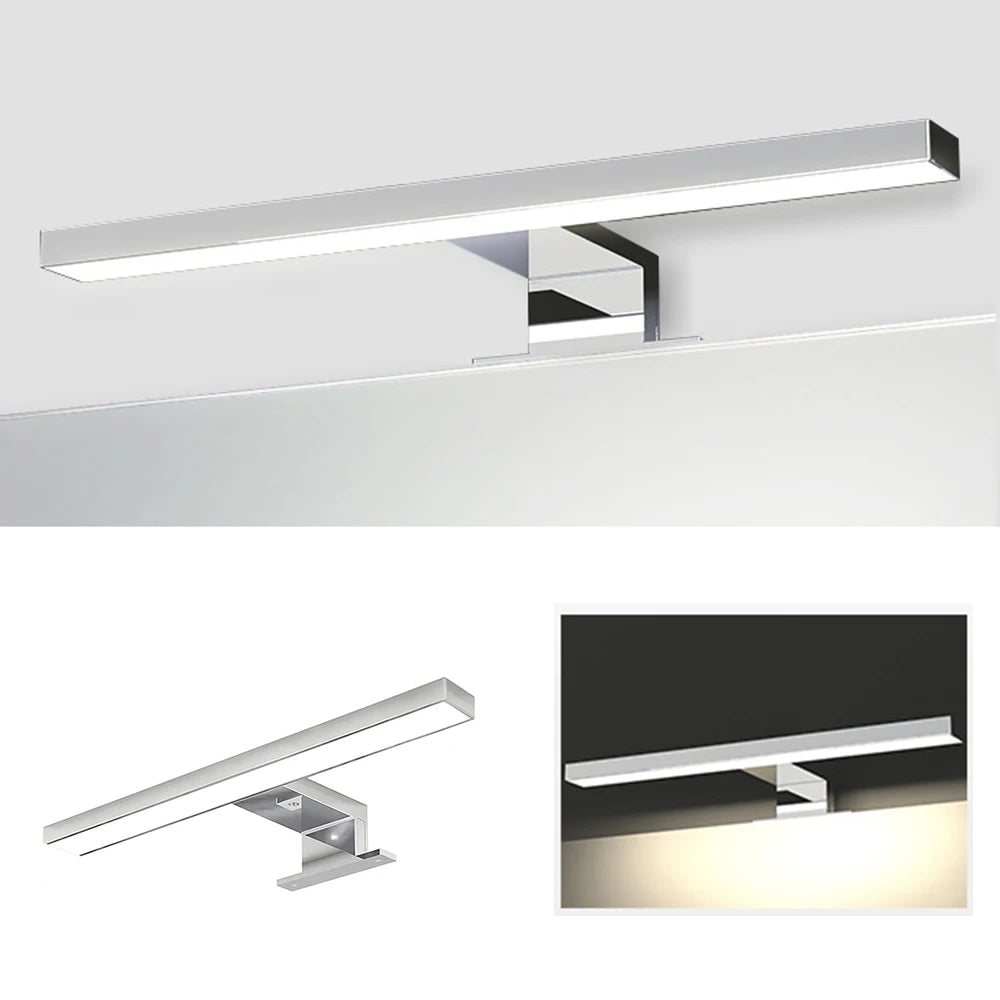 lampe murale led moderne miroir argenté minimaliste ip44 salle bain chambre coucher
