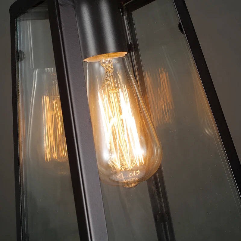 lampe suspendue industrielle vintage noire transparente ampoule filament chainette chambre salon