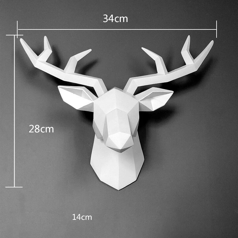 décoration murale moderne tête cerf géométrique jaune blanc noir résine opaque minimaliste