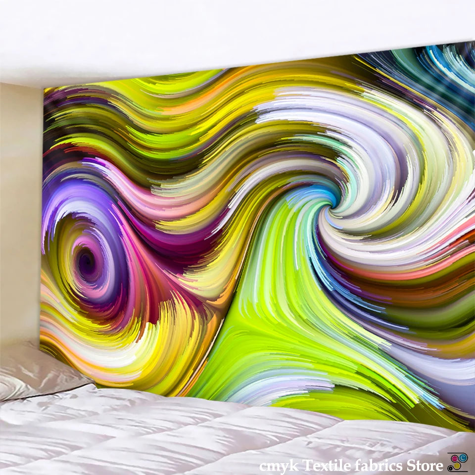 Vue de face de la tenture murale champignon avec couleurs vibrantes