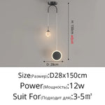 suspension lumineuse led moderne minimaliste noir blanc fixée câble haute qualité verre transparent chambre
