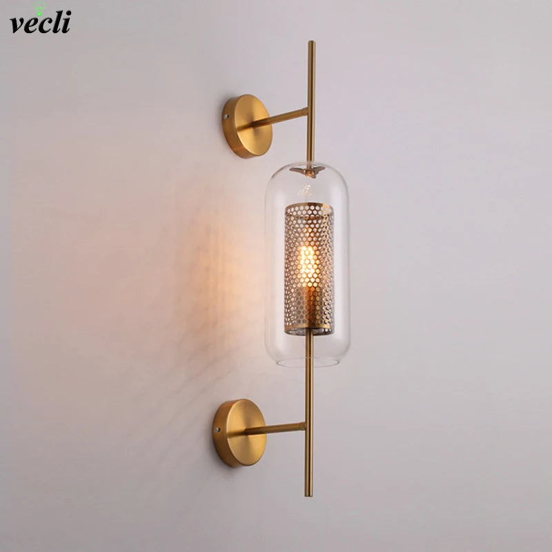 lampe murale nordique or perforée transparente éclairage chambre salon entrée moderne fixée
