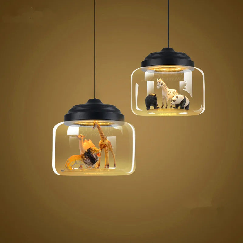 lumière suspendue animaux figurines zèbre panda girafe chambre décoration moderne