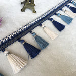 rideau polyester franges couleurs multiples bordure decoratif elegante textile maison
