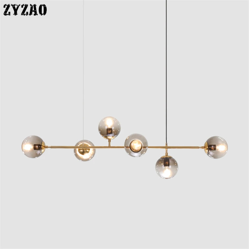 Suspension lumineuse moderne or transparent boules sphériques éclairage intérieur scandinave