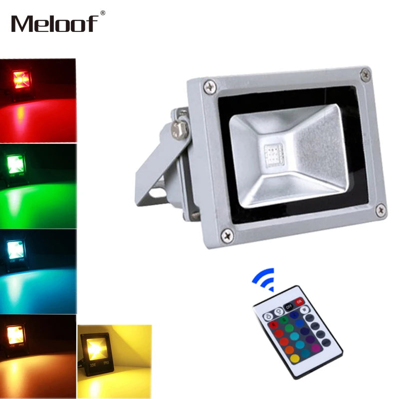 projecteur led rgb 10w ip65 acier poli moderne télécommande gris métallisé certifié rohs ccc