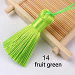 pompons soie polyester 5cm longueur 18cm corde noir rose rouge vert jaune bleu modernes