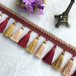 rideau polyester franges couleurs multiples bordure decoratif elegante textile maison