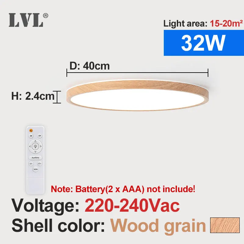 Lampe LED moderne télécommande blanc plat autonome 24W 32W