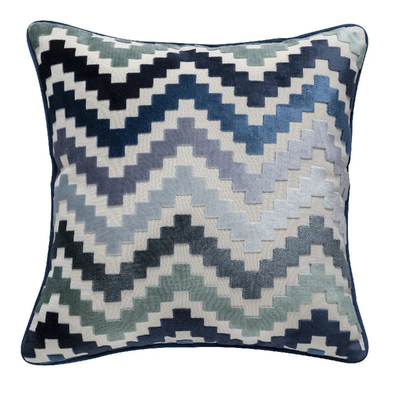 housse coussin polyester zigzag gris moderne décoration maison lit voiture 45x45cm 30x50cm 50x50cm