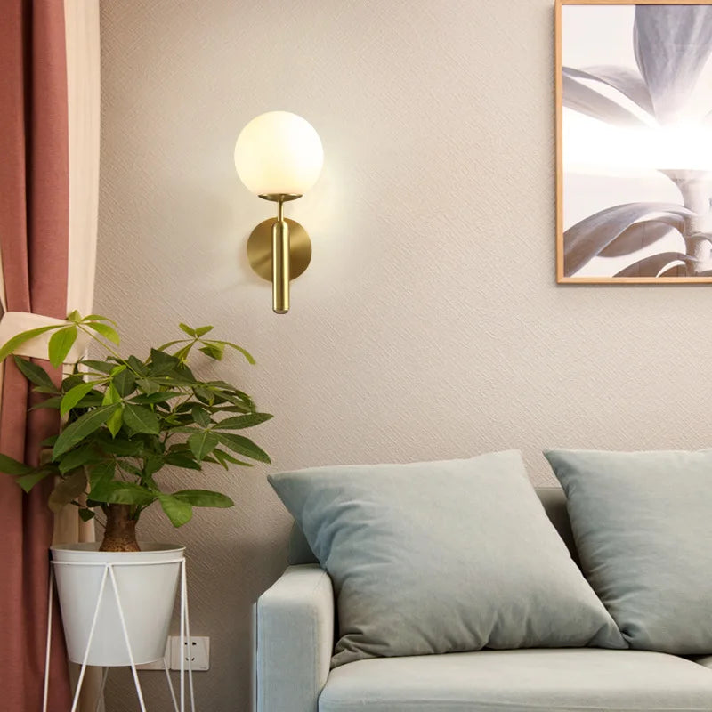 lampe murale moderne or blanc sphérique fixée éclairage chambre cuisine matériau fer led