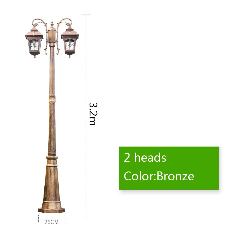 lampe rue industrielle bronze noir verre teinté ornements floraux classique ip54 26cm 3m