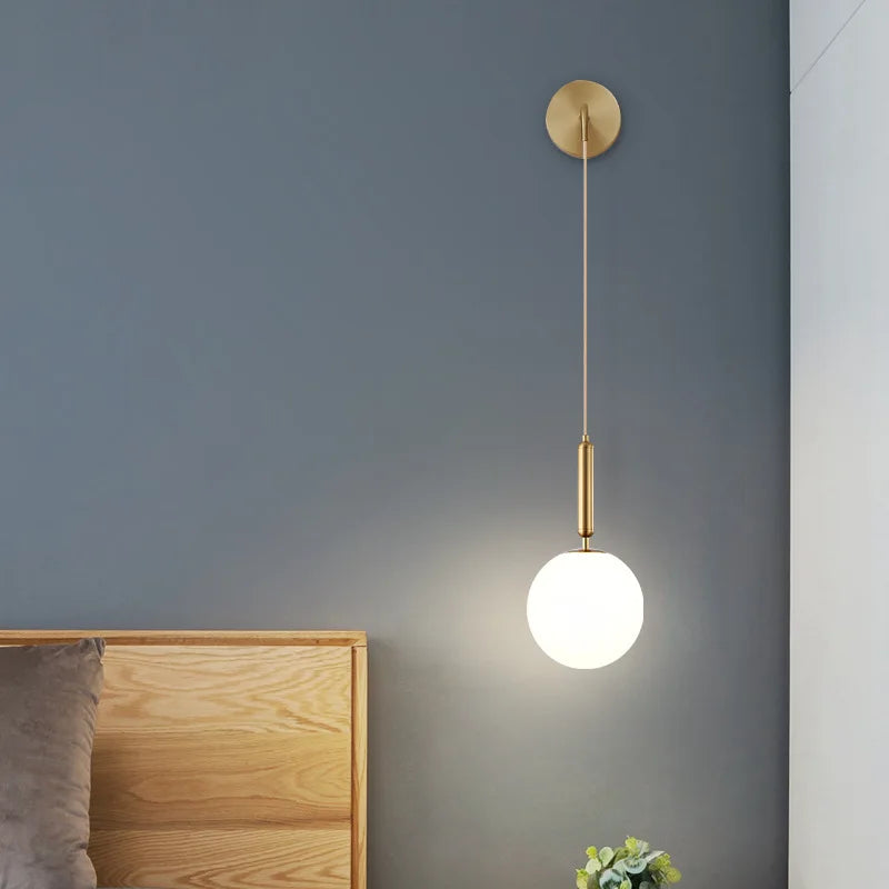lampe murale moderne or blanc sphérique fixée éclairage chambre cuisine matériau fer led