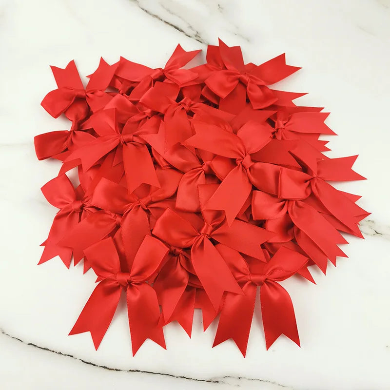 rubans satinés nœuds rose pâle classique opaques tissus décoratifs manuels fêtes 8.5cm 50 pièces