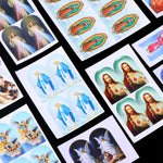 autocollants religieux saints anges bleu rouge blanc doré noir adhésifs décoration église craft stickers
