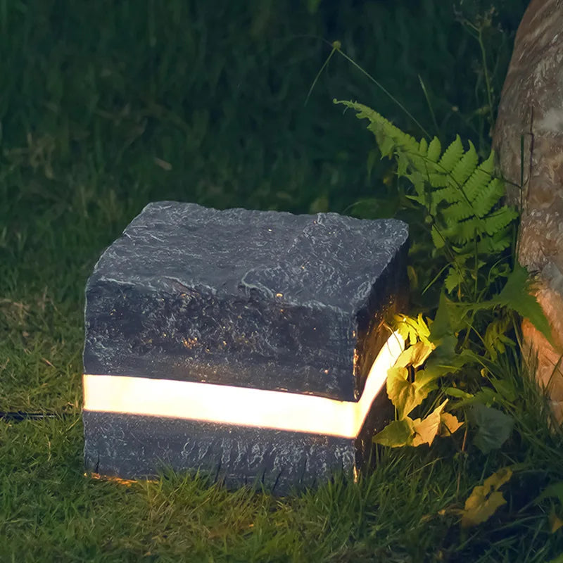 éclairage extérieur moderne lampadaire pierre imitation noir jaune ip65 led flux lumineux moderne minimalisteextérieur
