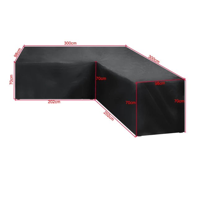 housse canapé extérieur polyester noir moderne élastiques 286x222x82cm
