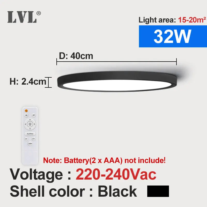 Lampe LED moderne télécommande blanc plat autonome 24W 32W