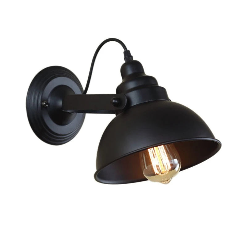 lampe murale industrielle noir mat ampoule E27 éclairage intérieur chambre salle bain