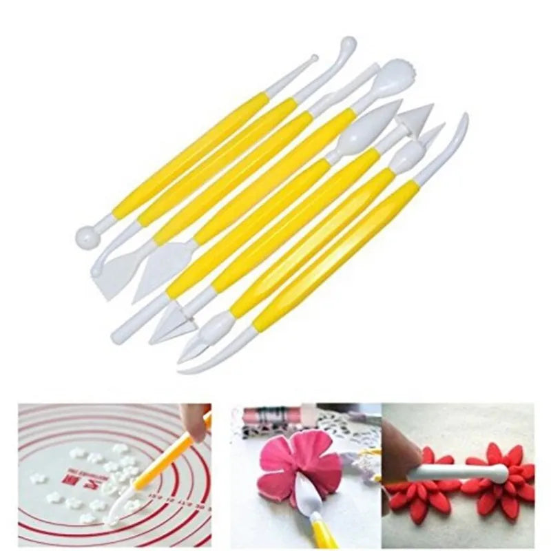 outils douille fondant cake sculpting modélisation sucre décorations diy baking jaune blanc ergonomiques cake