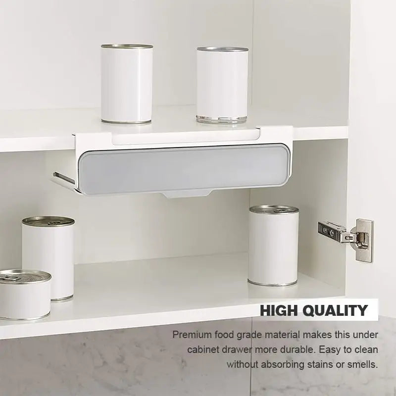 rangement sous meuble adhésif gris clair moderne compartiments amovibles étiquettes épices stockage cuisine support