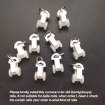 rideaux électriques runners blanc anneaux métalliques rail plastique lisse fonctionnels industriels