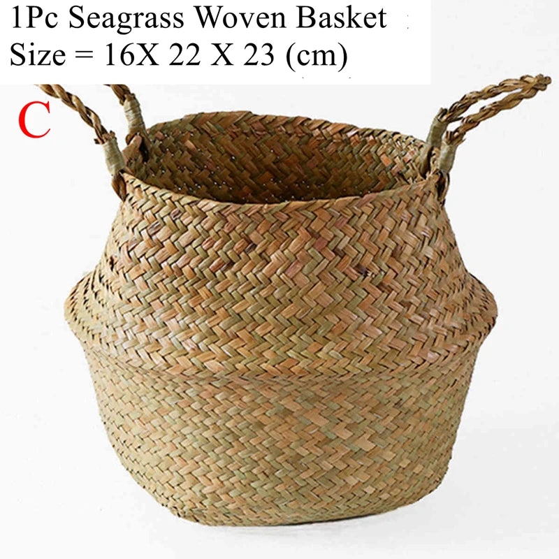 panier tissé osier pliable rangement stockage beige clair rustique naturel poignées corde