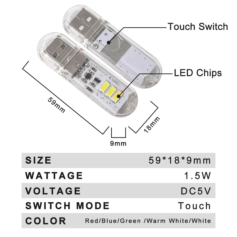 lampe led rechargeable moderne adhésive rouge bleu vert blanc transparent usb tactile
