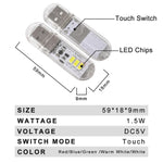 lampe led rechargeable moderne adhésive rouge bleu vert blanc transparent usb tactile