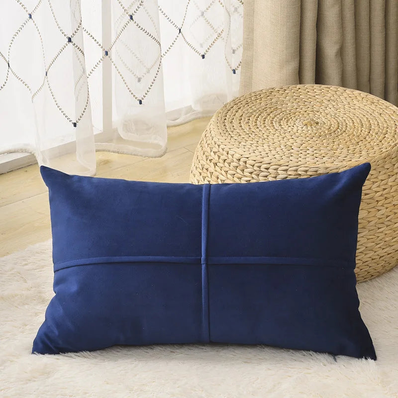 housse coussin velours décorative canapé salon moderne couleur unie simple