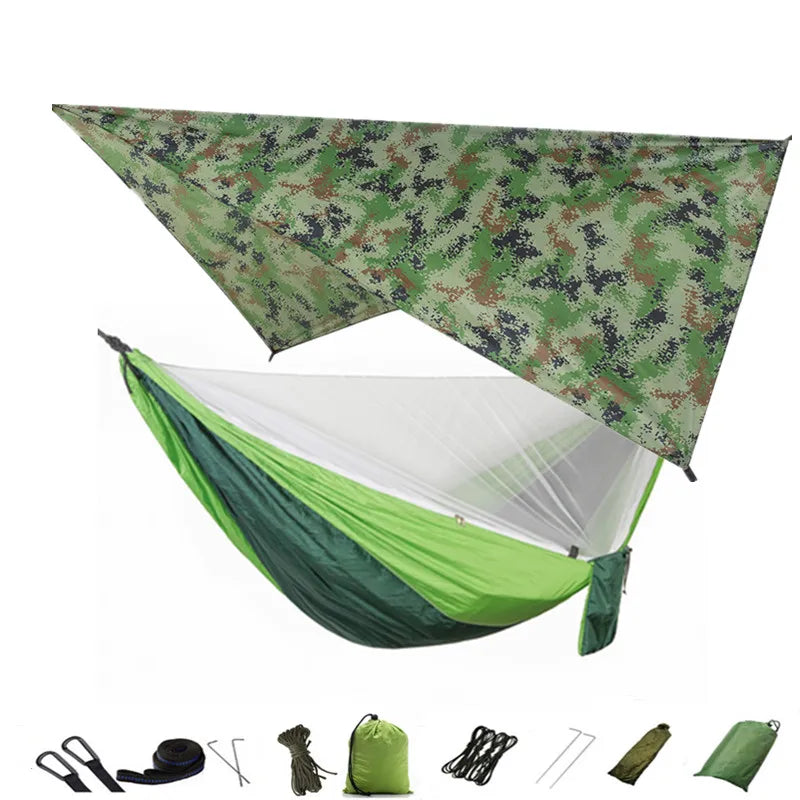 hamac camping moustiquaire auvent portable randonnée voyage survie extérieur vert