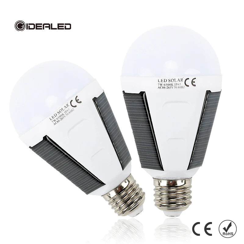 ampoule led solaire 12w blanc froid ip65 étanche e27 camping jardin rechargeable portable
