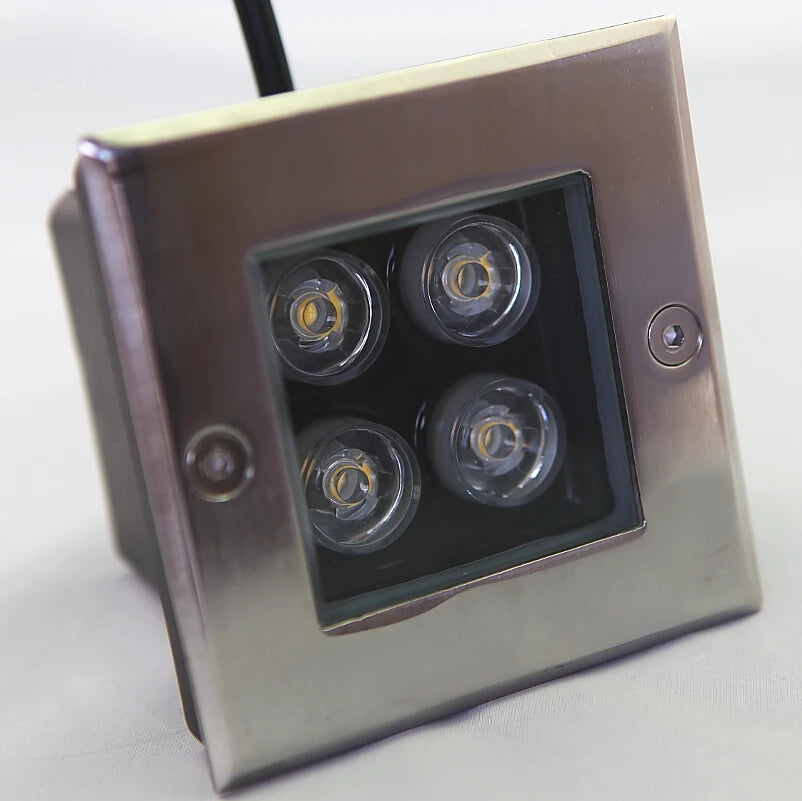 lampe led souterraine ip68 4w argentée moderne câble noirextérieur jardin chemin